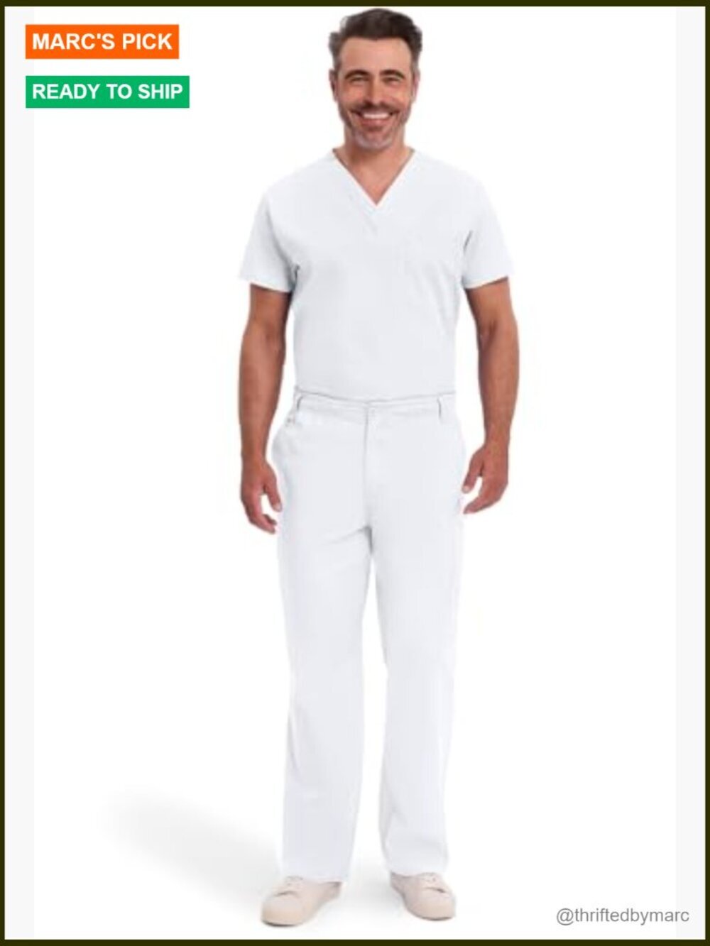Dickies Men's Pull-On Scrub Pants with 7 Pockets Elastic Waistband - White - Picture 6 of 7